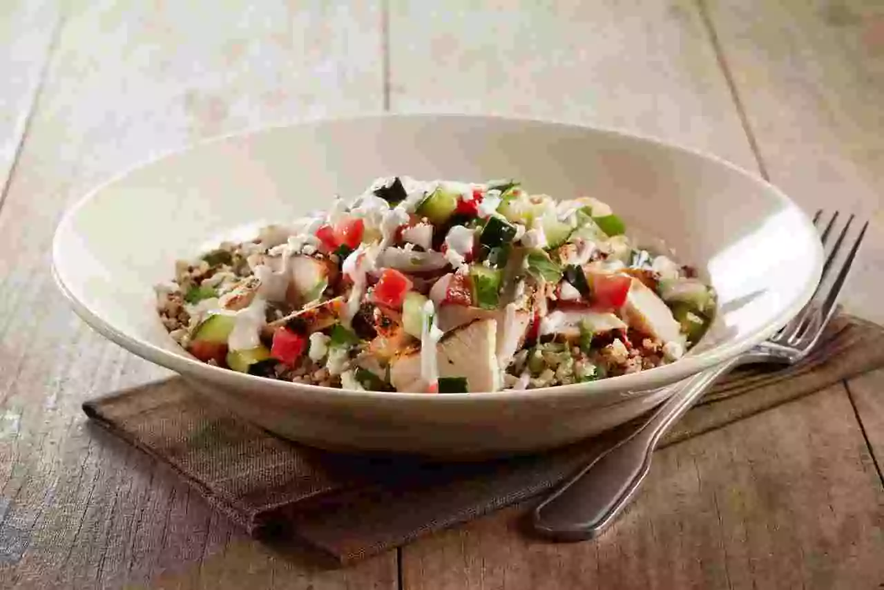 BJ’s Enlightened Mediterranean Chicken Bowl Price Nutrition and Allergen Enlightened Mediterranean Chicken Bowl